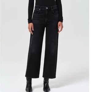 Agolde Black High-Rise Wide Leg Jeans